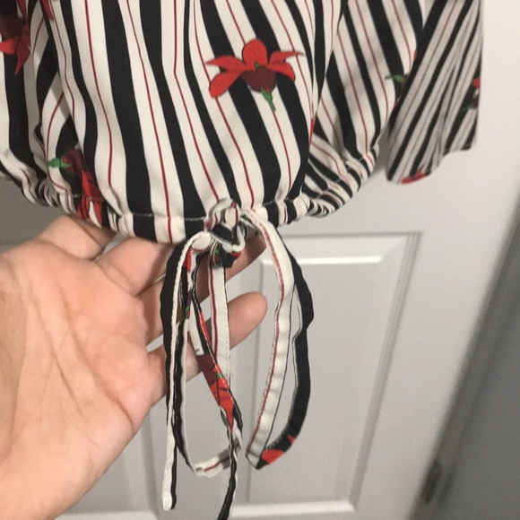 Eloquii Floral/Striped Top with Bell Sleeves - Picture 4 of 8